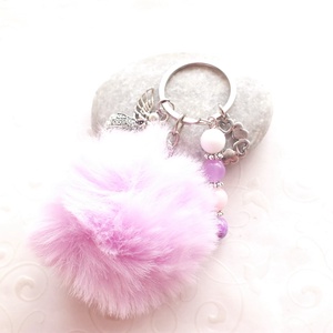 Pompom kulcstartó - lila - táska & tok - kulcstartó & táskadísz - kulcstartó - Meska.hu
