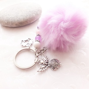 Pompom kulcstartó - lila - táska & tok - kulcstartó & táskadísz - kulcstartó - Meska.hu