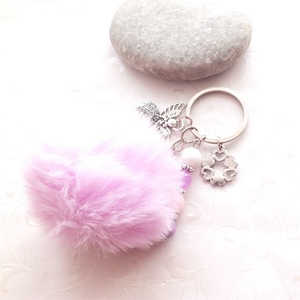 Pompom kulcstartó - lila - táska & tok - kulcstartó & táskadísz - kulcstartó - Meska.hu