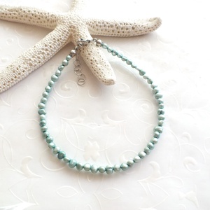 Édesvízi tenyésztett gyöngy acél bokalánc - világoskék - ékszer - lábdísz és testékszer - bokalánc - Meska.hu