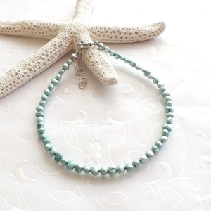 Édesvízi tenyésztett gyöngy acél bokalánc - világoskék - ékszer - lábdísz és testékszer - bokalánc - Meska.hu