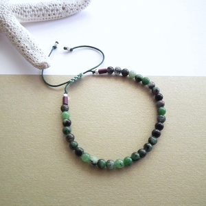 Ruby - zoizit csúszócsomós karkötő - ékszer - karkötő - gyöngyös karkötő - Meska.hu