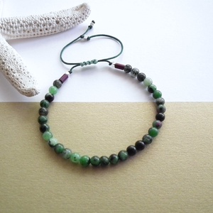 Ruby - zoizit csúszócsomós karkötő - ékszer - karkötő - gyöngyös karkötő - Meska.hu