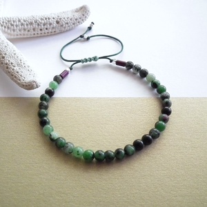 Ruby - zoizit csúszócsomós karkötő - ékszer - karkötő - gyöngyös karkötő - Meska.hu