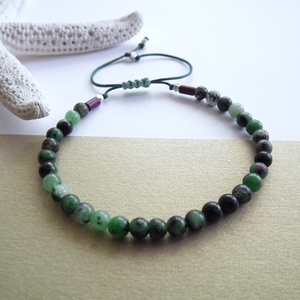 Ruby - zoizit csúszócsomós karkötő - ékszer - karkötő - gyöngyös karkötő - Meska.hu