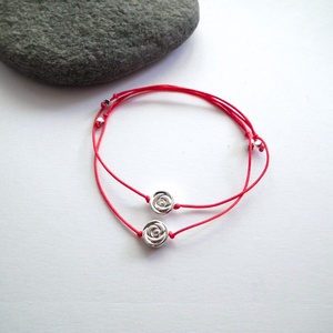 Barátság karkötők, anya - lánya karkötők, páros karkötők ezüst hematit rózsával - ékszer - karkötő - charm karkötő - Meska.hu