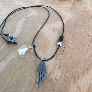 Minimál acél medálos zsinór nyaklánc angyalszárny  - ékszer - nyaklánc - medálos nyaklánc - Meska.hu