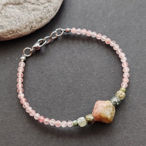 Eperkvarc - turmalin - prehnit karkötő  - ékszer - karkötő - gyöngyös karkötő - Meska.hu