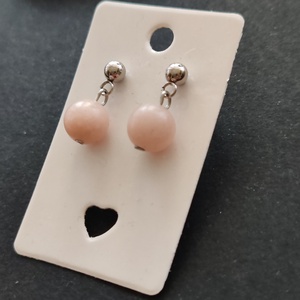 Pink opál bogyó - acél fülbevaló - Meska.hu