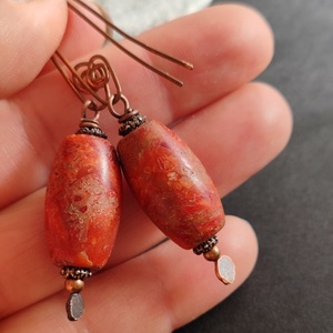 Szivacskorall réz fülbevaló  - ékszer - fülbevaló - lógó fülbevaló - Meska.hu Szivacskorall réz fülbevaló  - ékszer - fülbevaló - lógó fülbevaló - Meska.hu