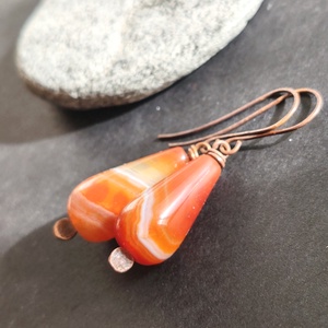 Karneol fülbevaló vörösrézzel - Meska.hu