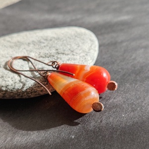 Karneol fülbevaló vörösrézzel -  - Meska.hu Karneol fülbevaló vörösrézzel -  - Meska.hu