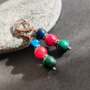 Színes tigrisszem fülbevaló - ékszer - fülbevaló - lógó fülbevaló - Meska.hu