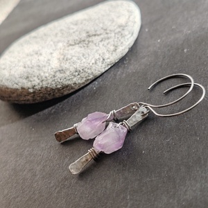 Ametiszt pálca... rusztikus fülbevaló - Meska.hu