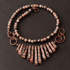 Jáspis nyaklánc vörösrézzel  - Meska.hu