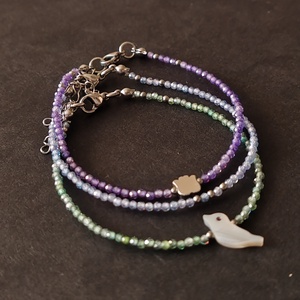 Minidesign... kismadár cirkónia karkötő  - ékszer - karkötő - gyöngyös karkötő - Meska.hu