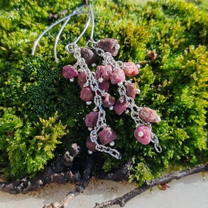 Nyers rubin fülbevaló  - ékszer - fülbevaló - lógó fülbevaló - Meska.hu