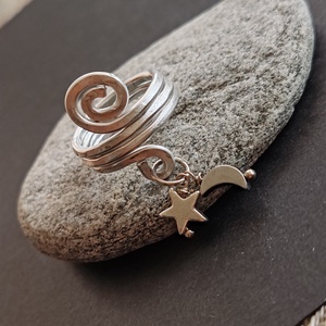 Csillag - hold... alumínium gyűrű  - ékszer - gyűrű - fonódó gyűrű - Meska.hu