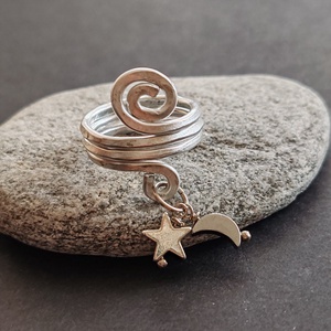 Csillag - hold... alumínium gyűrű  - ékszer - gyűrű - fonódó gyűrű - Meska.hu