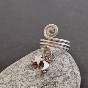 Csillag - hold... alumínium gyűrű  - ékszer - gyűrű - fonódó gyűrű - Meska.hu