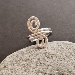 Dupla csiga... ezüst alumínium gyűrű , Ékszer, Gyűrű, Fonódó gyűrű, Ékszerkészítés, Fémmegmunkálás, MESKA
