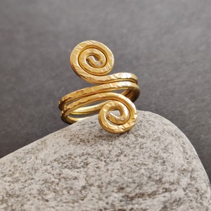 Dupla csiga... arany alumínium gyűrű  - ékszer - gyűrű - fonódó gyűrű - Meska.hu