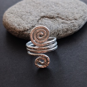 Dupla nagy csiga... ezüst alumínium gyűrű , Ékszer, Gyűrű, Fonódó gyűrű, Ékszerkészítés, Fémmegmunkálás, MESKA