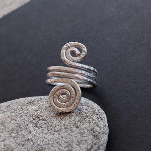 Dupla nagy csiga... ezüst alumínium gyűrű  - ékszer - gyűrű - fonódó gyűrű - Meska.hu