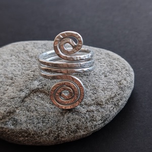 Dupla nagy csiga... ezüst alumínium gyűrű  - ékszer - gyűrű - fonódó gyűrű - Meska.hu