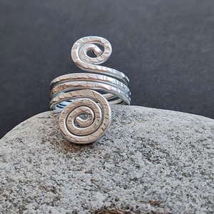 Dupla nagy csiga... ezüst alumínium gyűrű  - ékszer - gyűrű - fonódó gyűrű - Meska.hu