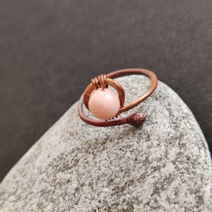 Pink opál vörösréz gyűrű  - ékszer - gyűrű - fonódó gyűrű - Meska.hu