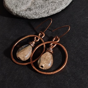 Achát vörösréz fülbevaló  - ékszer - fülbevaló - lógó fülbevaló - Meska.hu