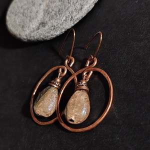 Achát vörösréz fülbevaló  - ékszer - fülbevaló - lógó fülbevaló - Meska.hu