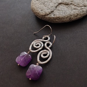 Ametiszt alumínium fülbevaló  - ékszer - fülbevaló - lógó fülbevaló - Meska.hu