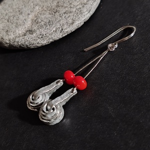 Rusztikus korall alumínium fülbevaló  - ékszer - fülbevaló - lógó fülbevaló - Meska.hu