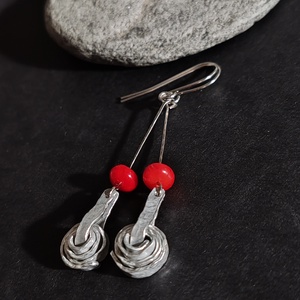 Rusztikus korall alumínium fülbevaló  - ékszer - fülbevaló - lógó fülbevaló - Meska.hu