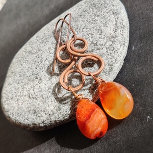Napsütés... vörösréz fülbevaló  - ékszer - fülbevaló - lógó fülbevaló - Meska.hu