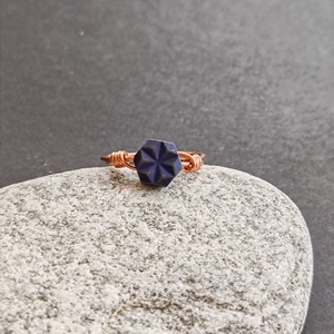 Hematit virág vörösréz gyűrű  - ékszer - gyűrű - fonódó gyűrű - Meska.hu