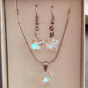 Hópihe... acél fülbevaló + nyaklánc szett - ékszer - ékszerszett - Meska.hu