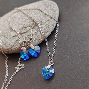 Mini kristályszív... acél fülbevaló + nyaklánc szett, Ékszer, Ékszerszett, Ékszerkészítés, MESKA