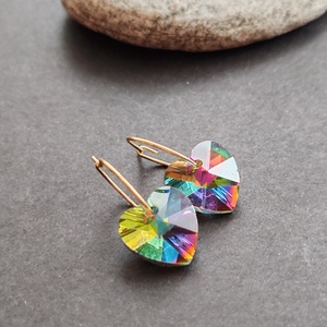 Kristályszív... acél fülbevaló - Meska.hu