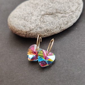 Kristályszív... acél fülbevaló - ékszer - fülbevaló - lógó fülbevaló - Meska.hu