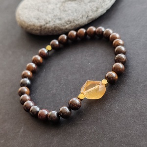 Boulder opál - mézkalcit arany karkötő, Ékszer, Karkötő, Gyöngyös karkötő, Ékszerkészítés, MESKA