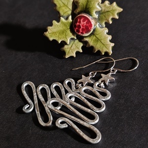 Fenyőfa... alumínium fülbevaló  - Meska.hu