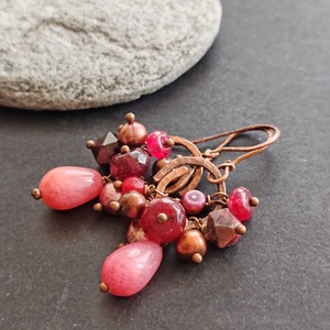 Málnácska... fürtös vörösréz fülbevaló - ékszer - fülbevaló - lógó fülbevaló - Meska.hu