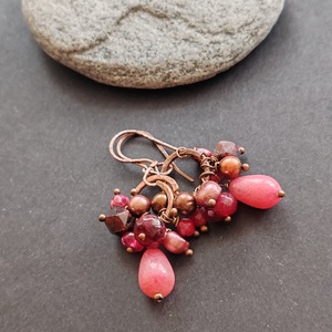 Málnácska... fürtös vörösréz fülbevaló - ékszer - fülbevaló - lógó fülbevaló - Meska.hu