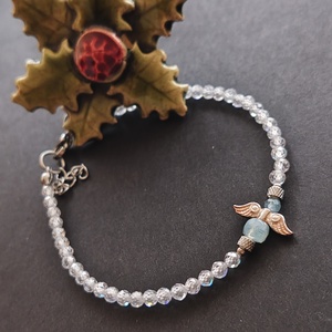 Minidesign... akvamarin angyalka karkötő  - ékszer - karkötő - gyöngyös karkötő - Meska.hu