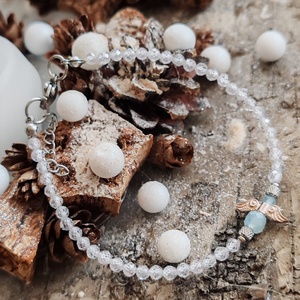 Minidesign... akvamarin angyalka karkötő  - ékszer - karkötő - gyöngyös karkötő - Meska.hu