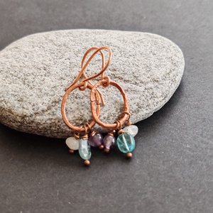 Hármak... vörösréz fülbevaló - ékszer - fülbevaló - lógó fülbevaló - Meska.hu