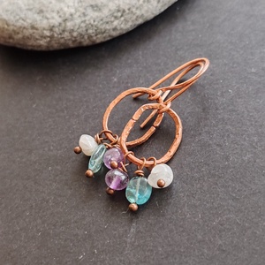 Hármak... vörösréz fülbevaló - ékszer - fülbevaló - lógó fülbevaló - Meska.hu